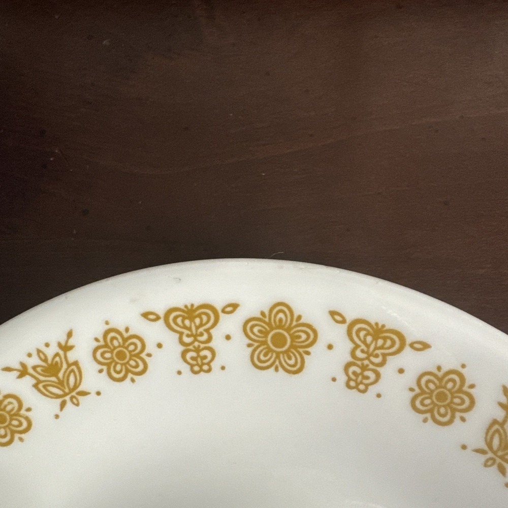 Corelle‎ Butterfly Gold Saucers Set of 8 White Gold Vintage 6" Vitrelle Glass - Picture 7 of 15